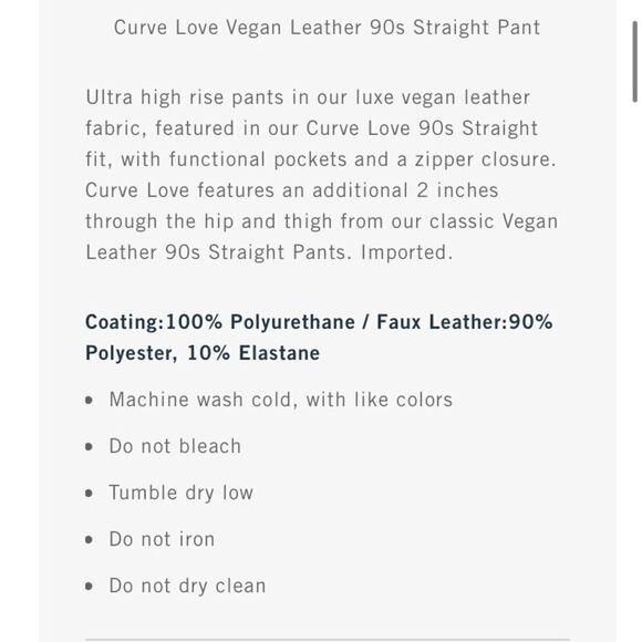 NWT Abercrombie & Fitch Vegan Leather Curve Love 90s straight ultra high rise - Picture 2 of 5